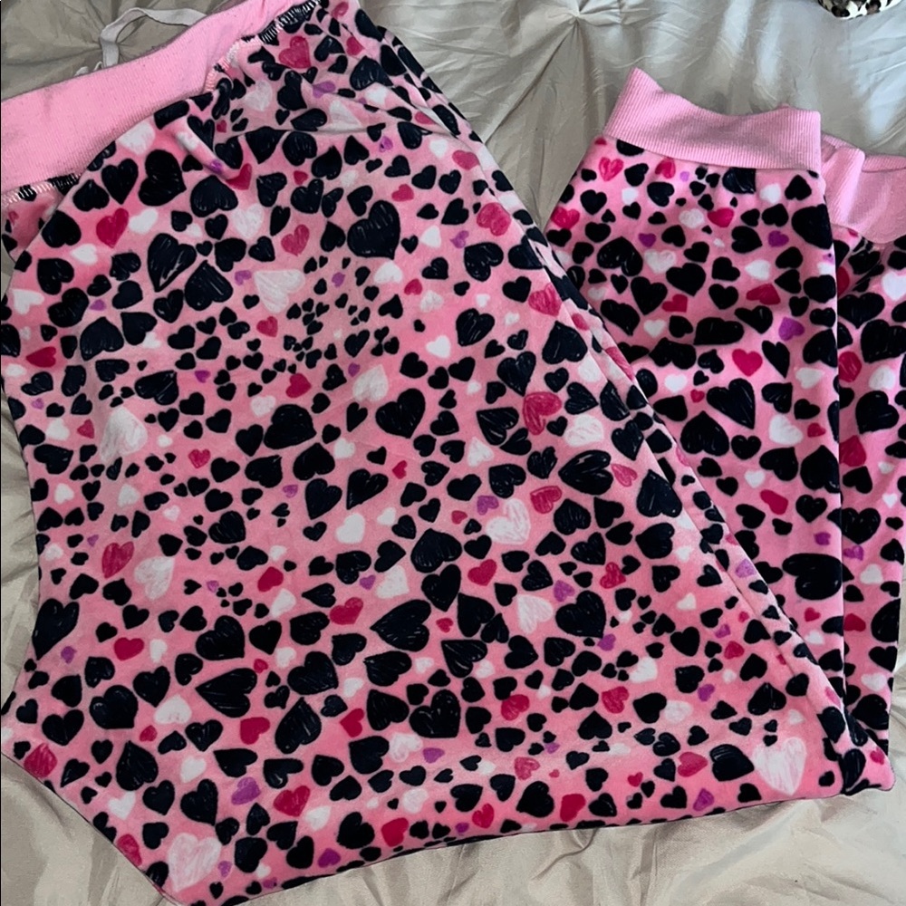 Pink Heart Pattern Pajama Pants